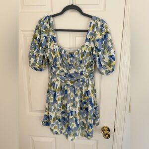 Abercrombie & Fitch Sweetheart Neck Ruched Puff Sleeve Romper